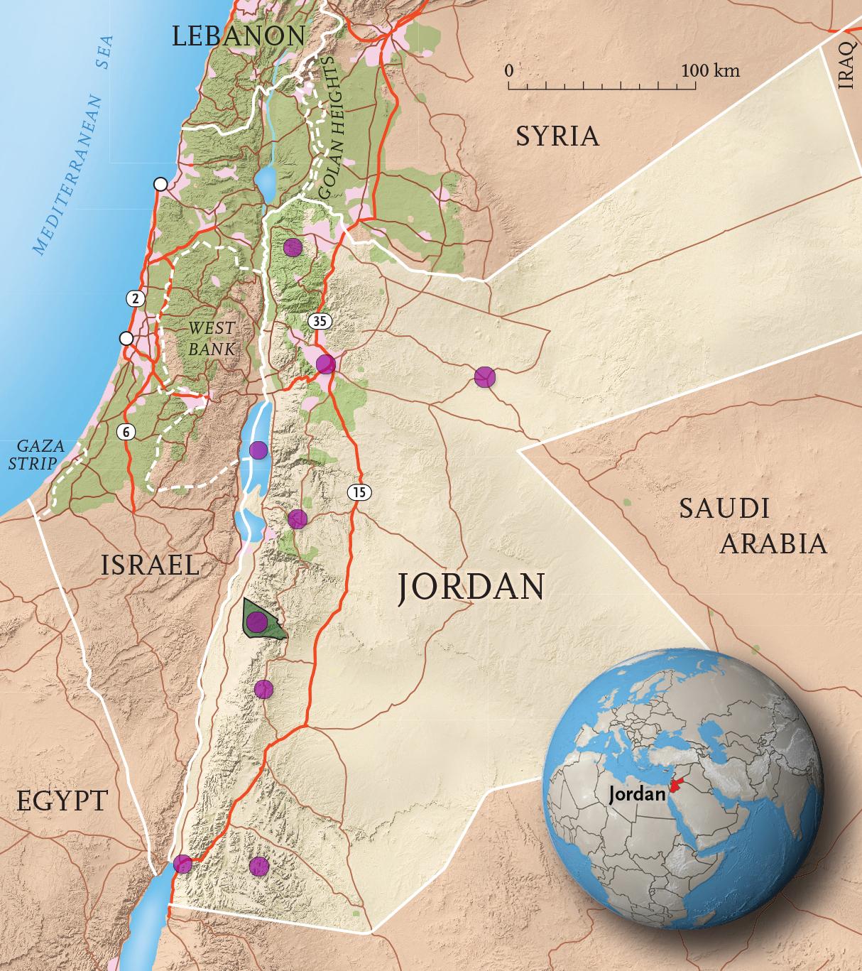Kartta Jordan - Kingdom of Jordan kartta (Länsi-Aasia - Aasia)