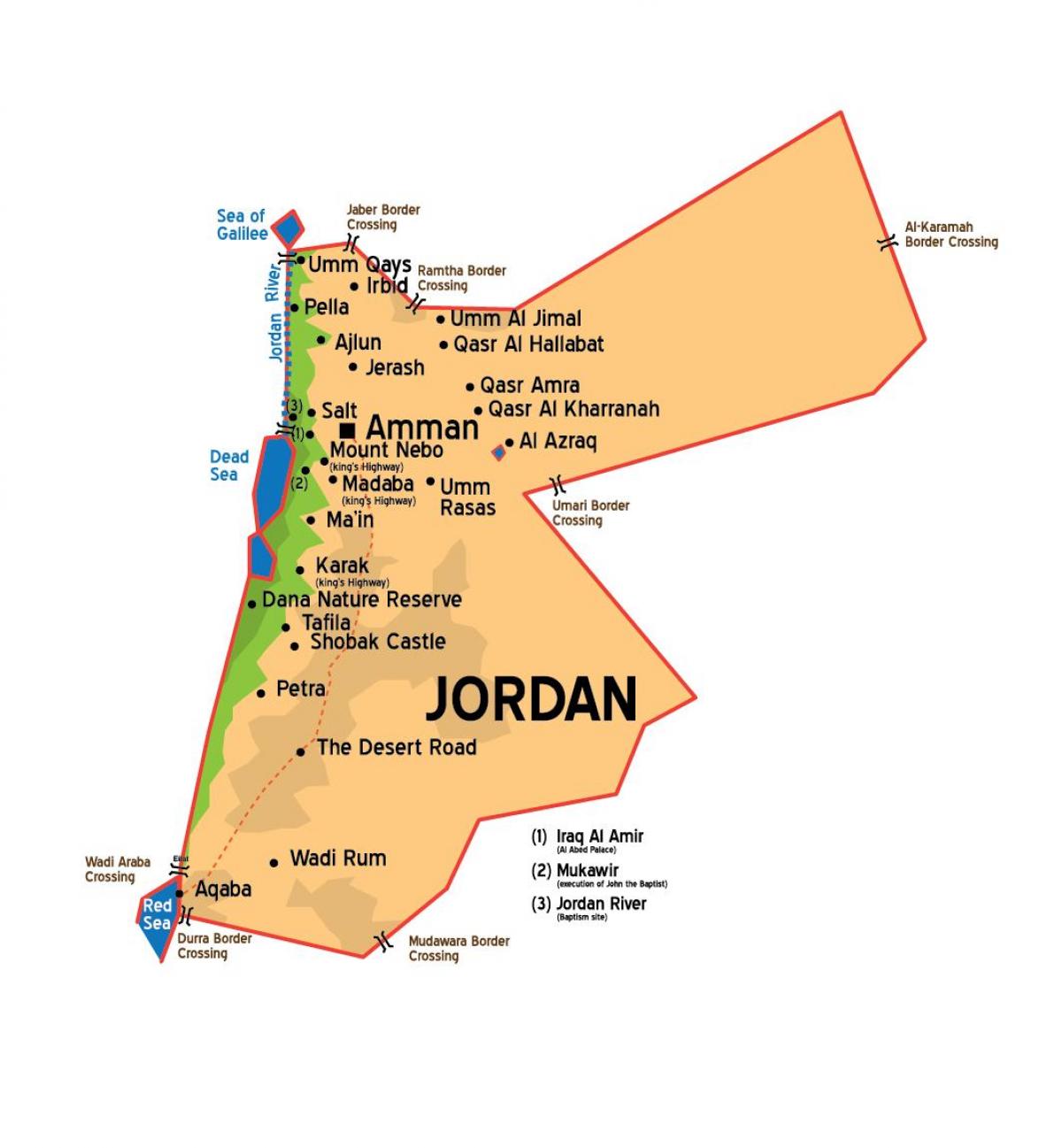 Jordanian kaupungit kartta
