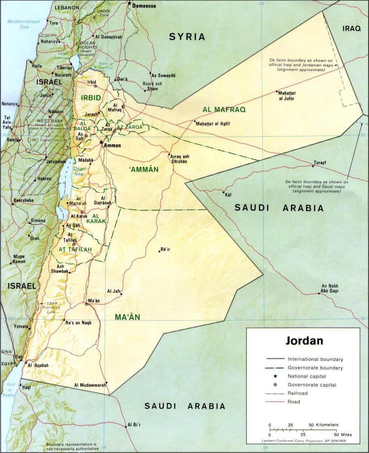 yksityiskohtainen kartta Jordan