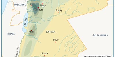 Kartta Jordanian maantiede
