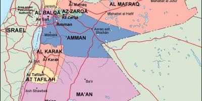 Kartta Jordanian poliittinen