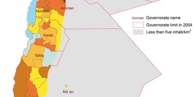 Kartta Jordanian väestöstä
